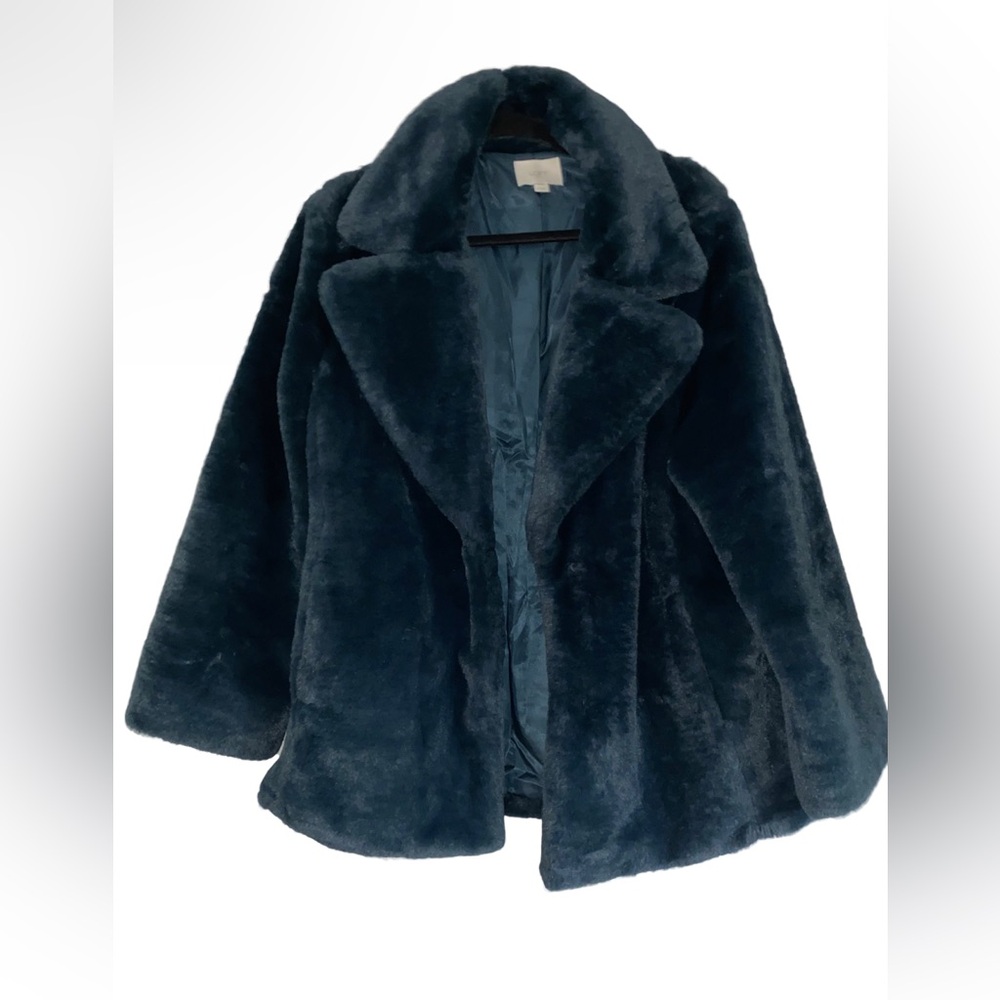 NWOT Loft Outlet Faux Fur Coat Teal XL